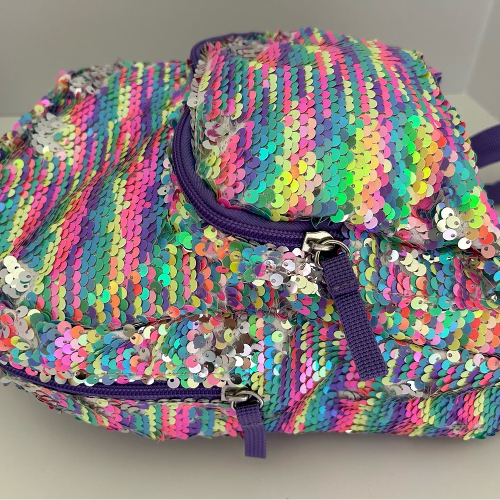 NWT Cat and Jack Sequined Backpack with Adjustable Straps and large front pocket - Picture 9 of 14